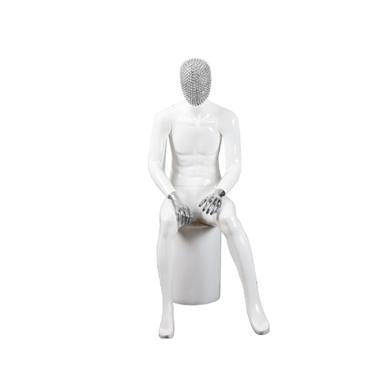 Fiberglass Full Body Man Size Red Yellow Change Chrome Face Chrome Hands Abstract Attractive Male Dummy Business Suit Display Ma