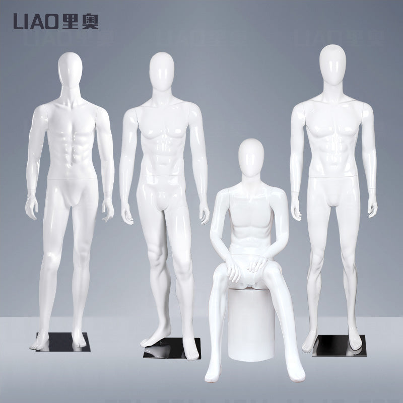 Egg Head Male Dress Form Mannequin Lifelike Men Dummy for Display Garments
