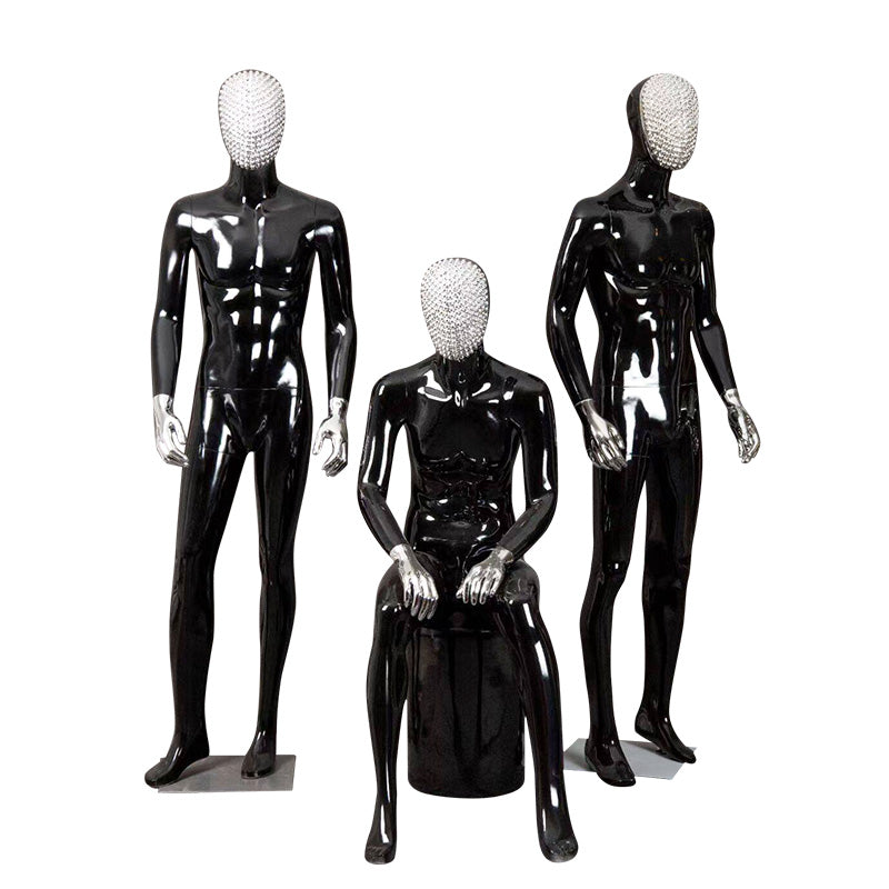 Full Body Sitting MaIe Mannequin Real Size with Stool Clothing Fiberglass Model for Display