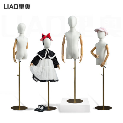 Unisex Kids Halfbody Mannequin Dummy Fashionable Fabric Clothes Child Torso Upper Body Mannequin Display Child Dress Form