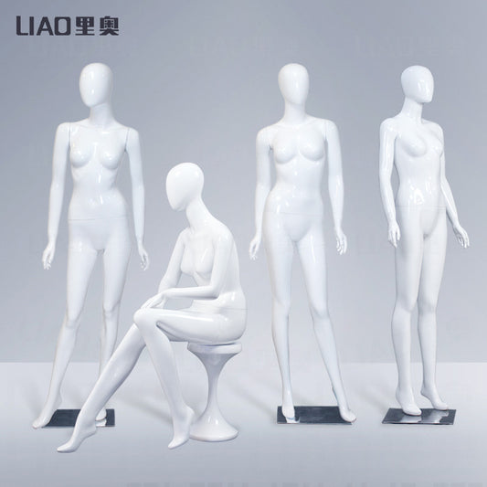 Egg Head Glossy White Female Mannequin Full Body White Color Women Dummy for Garments Display