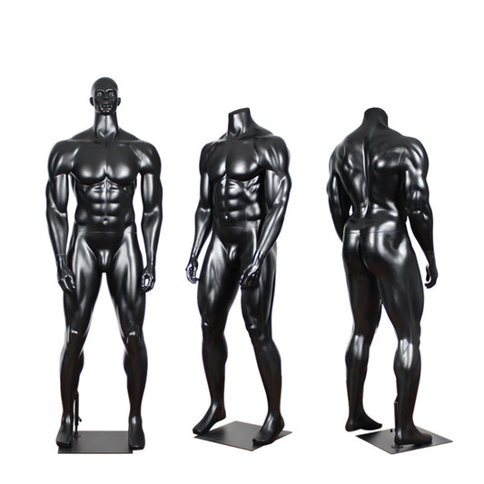 Matte Black Plus Size Muscle Athletic Manikin Full Body Sports Male Mannequin Dummy