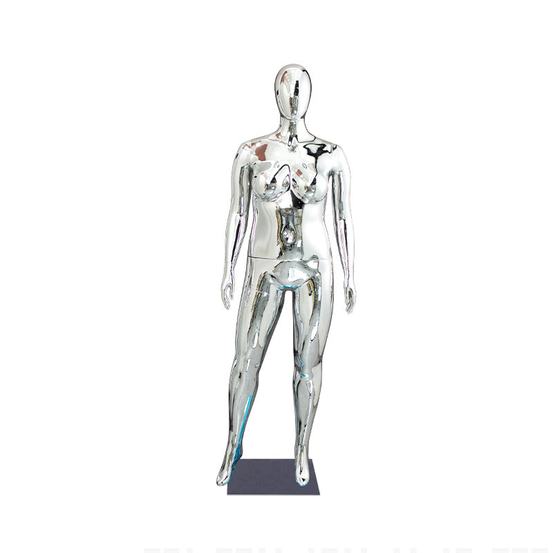 Factory Direct Sale Egg Head Plus Size Woman Plastic Chrome Gold Mannequin Oversize Size Female Mannequin for Clothing Store