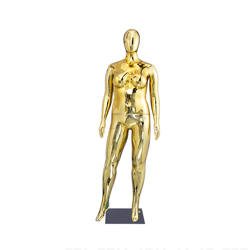 Factory Direct Sale Egg Head Plus Size Woman Plastic Chrome Gold Mannequin Oversize Size Female Mannequin for Clothing Store