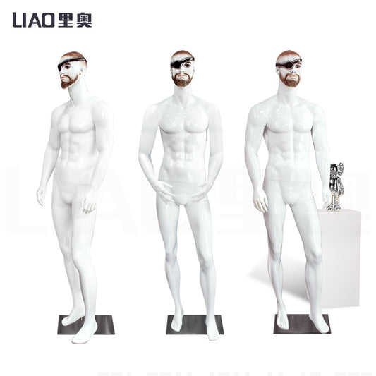 Lifelike Make up White Fiberglass Male Mannequin Model for Sale Fancy Men Dummy Boutique Fashion Window Display