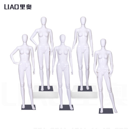 Fashion Women Plastic Dummy Standing Glossy White Mannequin Female Full Body Egg Head Mannequins