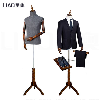 High-end Clothing Store Suit Display Model upper-body with Wooden Arm male mannequins for boutique clothes Adjustable Height