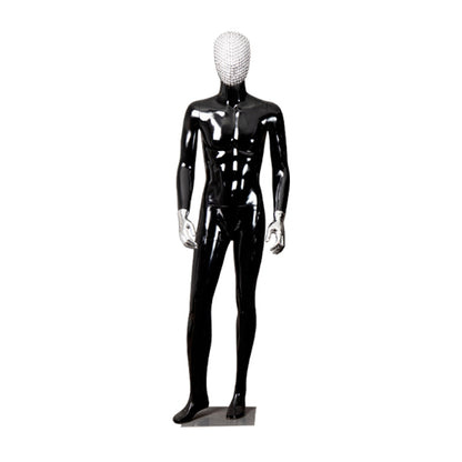 Fiberglass Full Body Man Size Red Yellow Change Chrome Face Chrome Hands Abstract Attractive Male Dummy Business Suit Display Ma