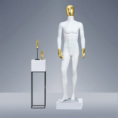 High Quality Gold Chrome Fiberglass Male Dress Form Mannequin Mannequin Stand with Shirt Display Sitting Option