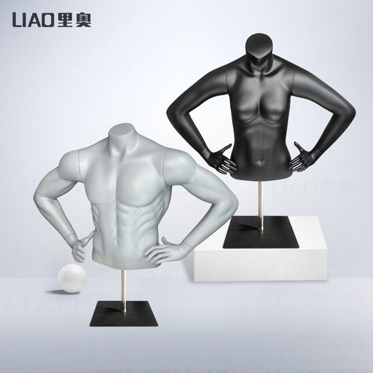 Plus Size Sports Buste Mannequin Used Underwear Clothes Dummy Half-body Men Women Black Torso Headless