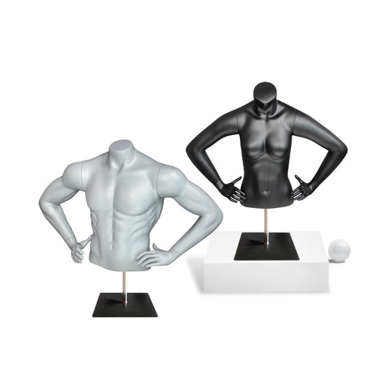 Plus Size Sports Buste Mannequin Used Underwear Clothes Dummy Half-body Men Women Black Torso Headless