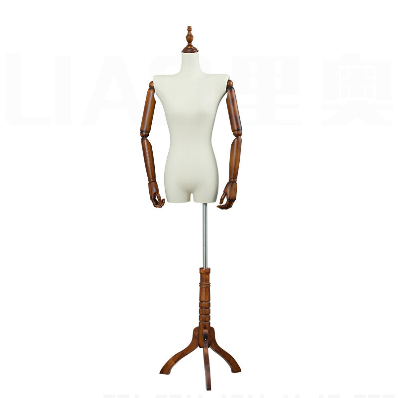 boutique Mannequin body stand for bridal dresses A female dummy with Wooden arms stereoscopic women clothing display