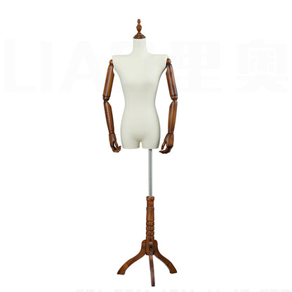 boutique Mannequin body stand for bridal dresses A female dummy with Wooden arms stereoscopic women clothing display