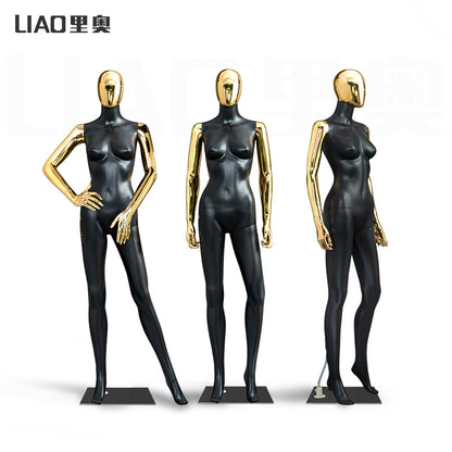 Chrome Female Mannequin Electroplating Gold Women Full Body Plastic Dummy Fashion Garments Display