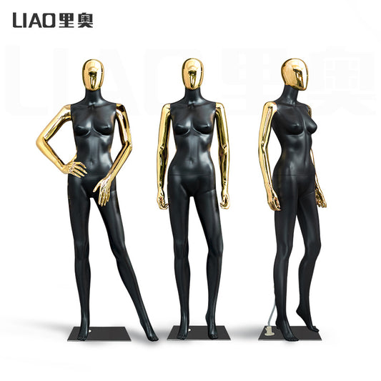 Chrome Female Mannequin Electroplating Gold Women Full Body Plastic Dummy Fashion Garments Display