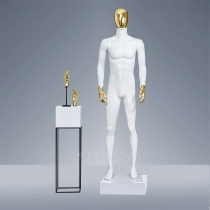 High Quality Gold Chrome Fiberglass Male Dress Form Mannequin Mannequin Stand with Shirt Display Sitting Option
