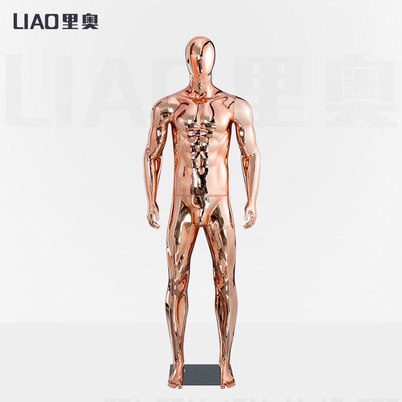 Chrome Male Mannequin for Male Clothes Boutique Display Silver Gold Full Body Male Muscle Mannequins Doll Men Plastic Dummy
