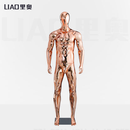 Chrome Male Mannequin for Male Clothes Boutique Display Silver Gold Full Body Male Muscle Mannequins Doll Men Plastic Dummy