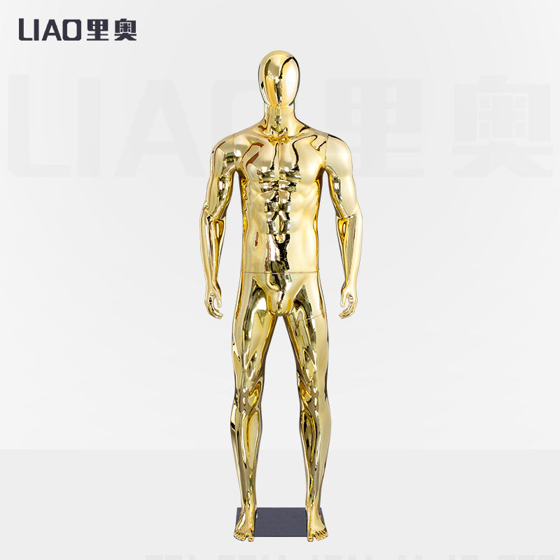 Chrome Male Mannequin for Male Clothes Boutique Display Silver Gold Full Body Male Muscle Mannequins Doll Men Plastic Dummy