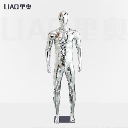 Chrome Male Mannequin for Male Clothes Boutique Display Silver Gold Full Body Male Muscle Mannequins Doll Men Plastic Dummy