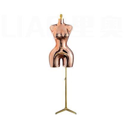 Plating Gold Lady Dress Form mannequin body stand female Chrome silver upper-body Big buttock ass curve Manikin