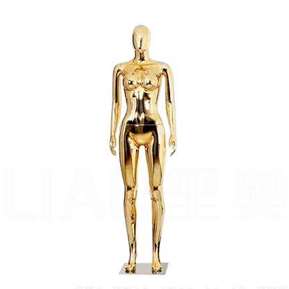 Factory Sale Chrome Female Mannequins High Heel Shinny Gold Blue Silver Women Dummy Boutique Clothes Shop Window Fashion Display