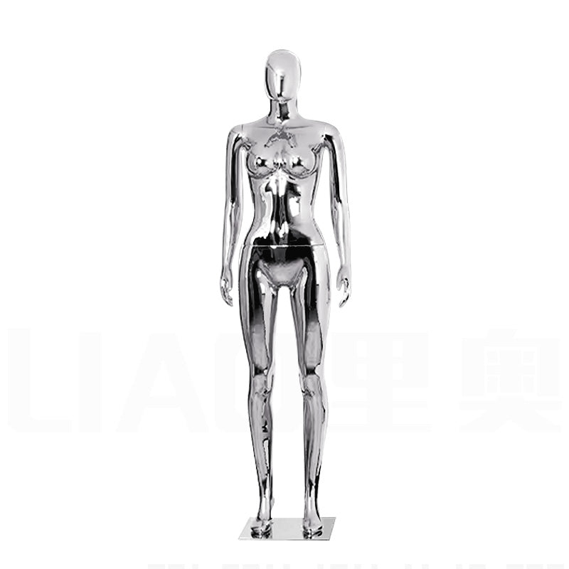 Factory Sale Chrome Female Mannequins High Heel Shinny Gold Blue Silver Women Dummy Boutique Clothes Shop Window Fashion Display