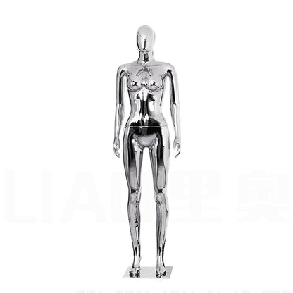 Factory Sale Chrome Female Mannequins High Heel Shinny Gold Blue Silver Women Dummy Boutique Clothes Shop Window Fashion Display