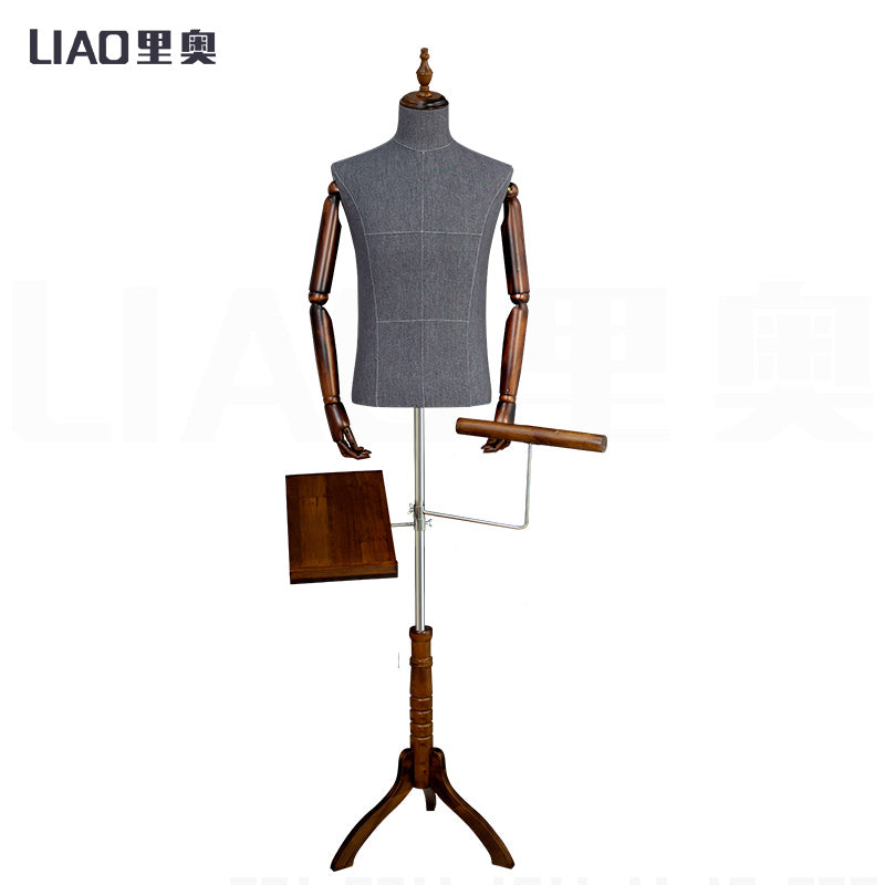 High-end Clothing Store Suit Display Model upper-body with Wooden Arm male mannequins for boutique clothes Adjustable Height