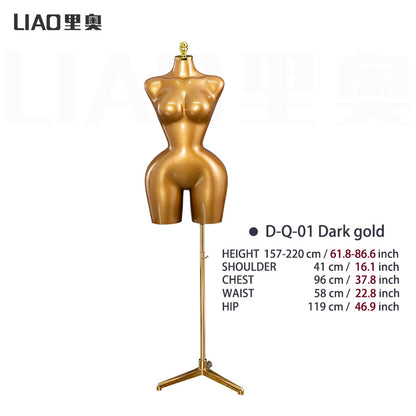 BBL Female Torso Mannequin Curvy Gold Upper-Body Half with Large Hips Brazilian Girl Dress Form Display for Fashion