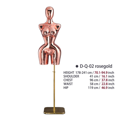 BBL Female Curvy Model Gold Female Torso Chrome Mannequin Upper-Body Half Body Large Hips Brazilian Girl Dress Form