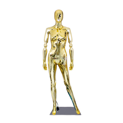 High End Fashion Chrome Lady Mannequin Adjustable Arm Female Mannequin Full Body Female Man Torso Boutique Display