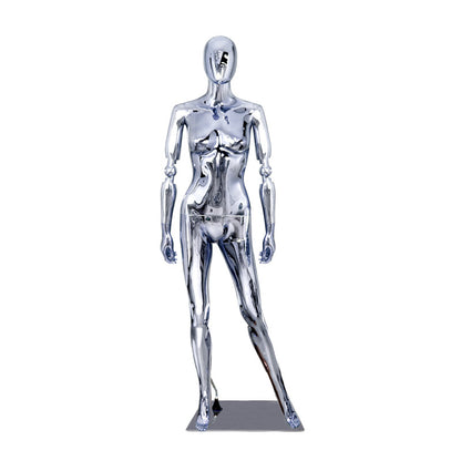 High End Fashion Chrome Lady Mannequin Adjustable Arm Female Mannequin Full Body Female Man Torso Boutique Display