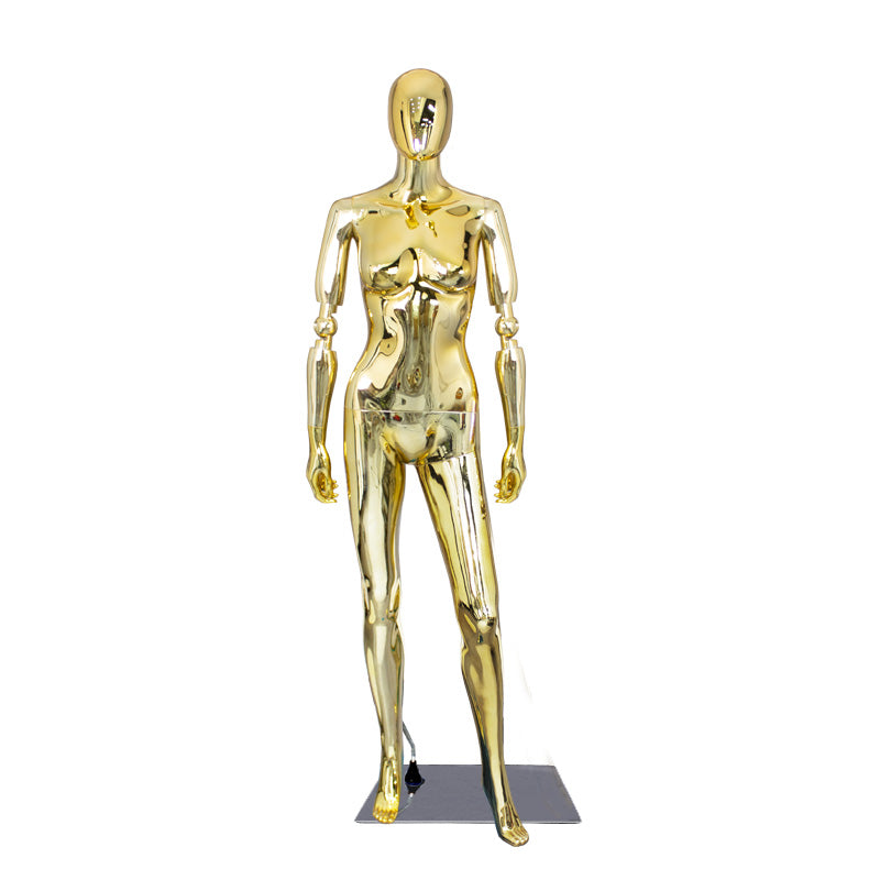 High End Fashion Chrome Lady Mannequin Adjustable Arm Female Mannequin Full Body Female Man Torso Boutique Display