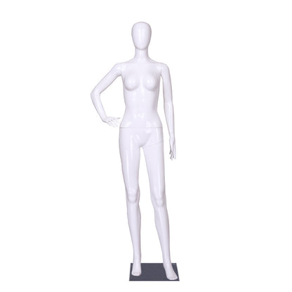 Fashion Women Plastic Dummy Standing Glossy White Mannequin Female Full Body Egg Head Mannequins