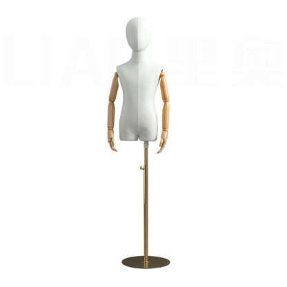 Unisex Kids Halfbody Mannequin Dummy Fashionable Fabric Clothes Child Torso Upper Body Mannequin Display Child Dress Form