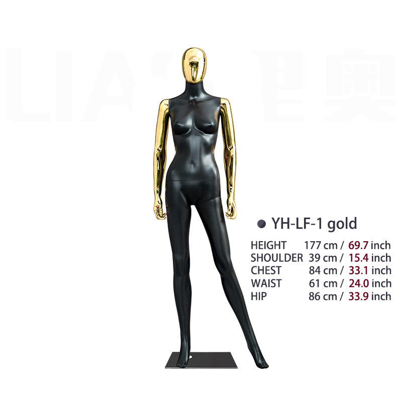 Chrome Female Mannequin Electroplating Gold Women Full Body Plastic Dummy Fashion Garments Display