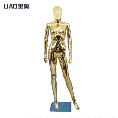 Factory Electroplated Female Mannequin With Metal Head Gold Silver Shinning Surface Women Dummy Wedding Evening Dress Display