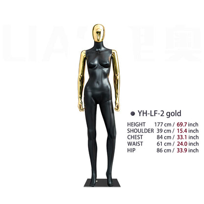 Chrome Female Mannequin Electroplating Gold Women Full Body Plastic Dummy Fashion Garments Display