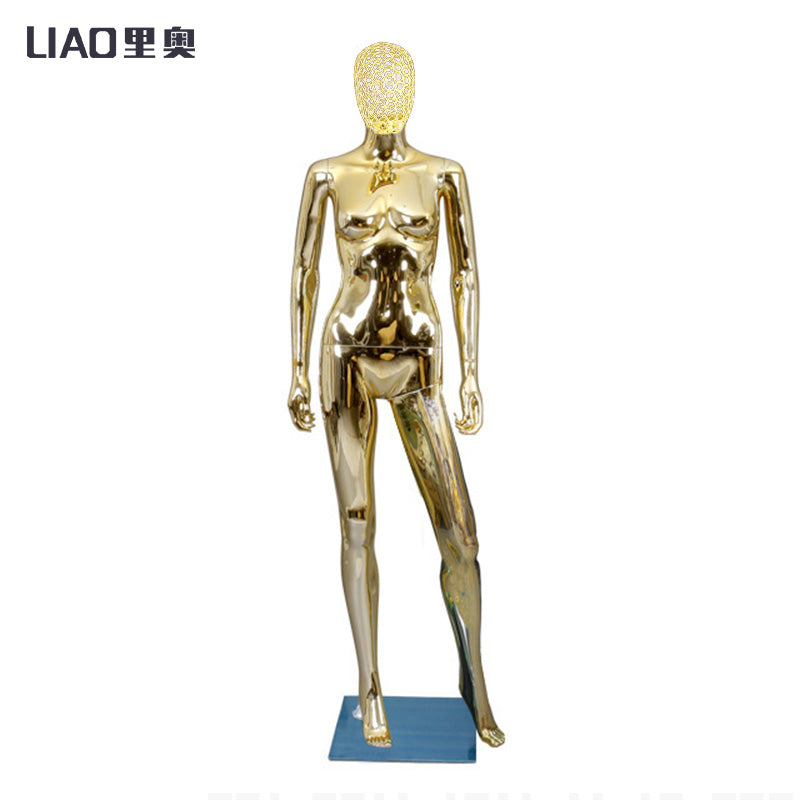 Factory Electroplated Female Mannequin With Metal Head Gold Silver Shinning Surface Women Dummy Wedding Evening Dress Display