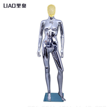 Factory Electroplated Female Mannequin With Metal Head Gold Silver Shinning Surface Women Dummy Wedding Evening Dress Display