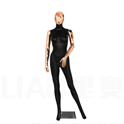 Chrome Rose Gold Matte Black Full Body Female Mannequins Women With Base Boutique Garments Display