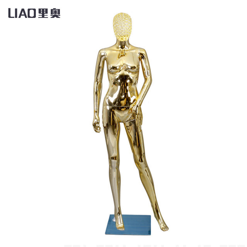 Factory Electroplated Female Mannequin With Metal Head Gold Silver Shinning Surface Women Dummy Wedding Evening Dress Display