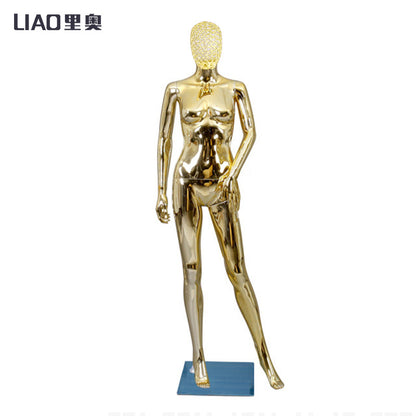 Factory Electroplated Female Mannequin With Metal Head Gold Silver Shinning Surface Women Dummy Wedding Evening Dress Display
