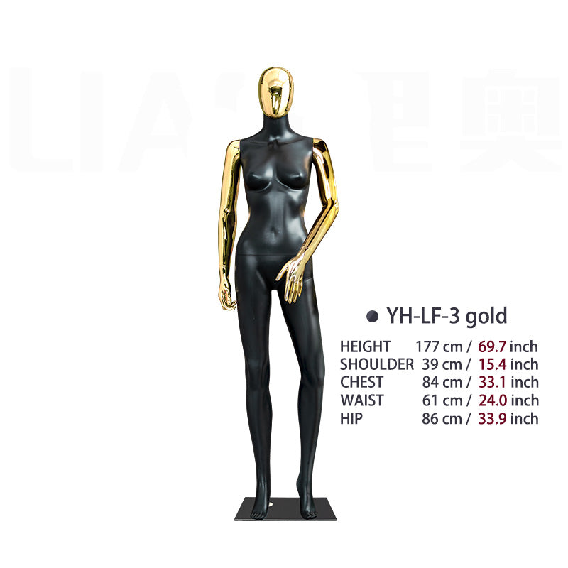 Chrome Female Mannequin Electroplating Gold Women Full Body Plastic Dummy Fashion Garments Display