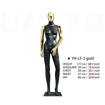 Chrome Female Mannequin Electroplating Gold Women Full Body Plastic Dummy Fashion Garments Display