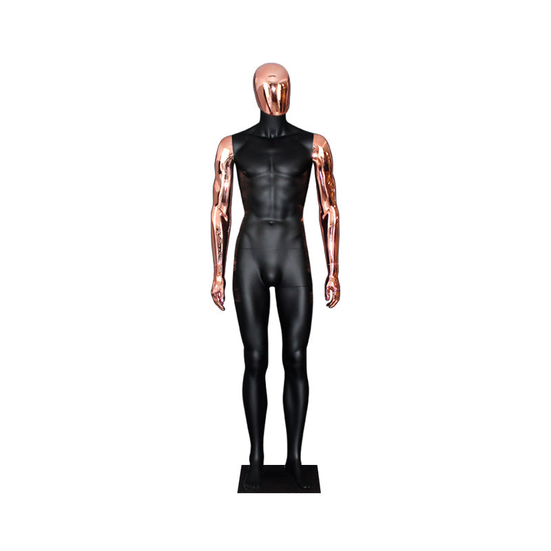Wholesale Hot Selling Chrome Electroplating Silver Male Mannequin Egg Head With Metal Stand Base Men Plastic Dummy