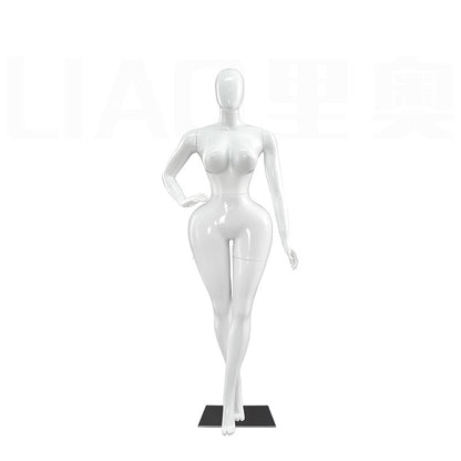 Plus-Size Female Mannequin with Slender Waist and Curvy Figure for Shop Window Display
