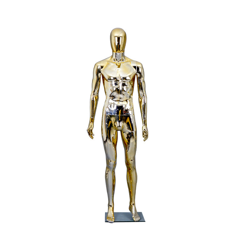 Wholesale Hot Selling Chrome Electroplating Silver Male Mannequin Egg Head With Metal Stand Base Men Plastic Dummy