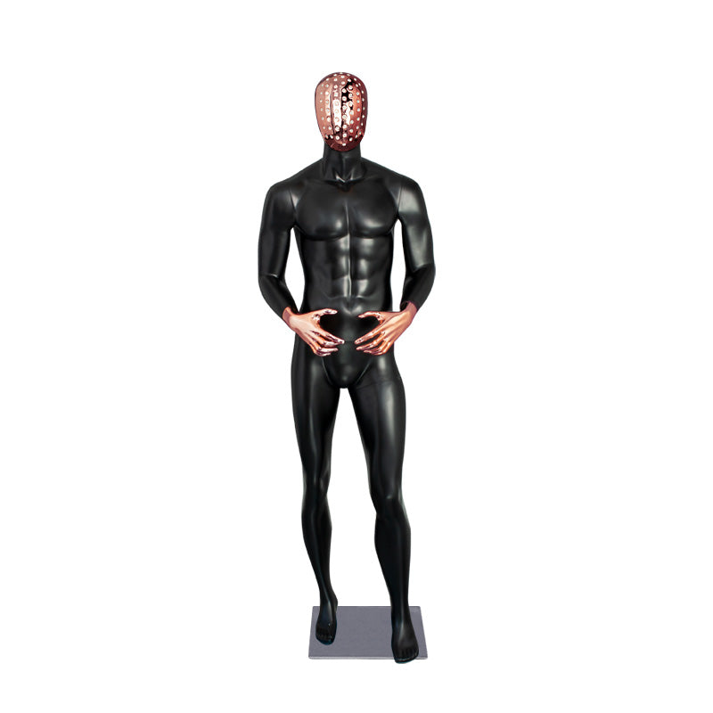 High End Handmade Diamonds Head Display Black Men Suit Model Standing Male Mannequin for Fashion Boutique Display